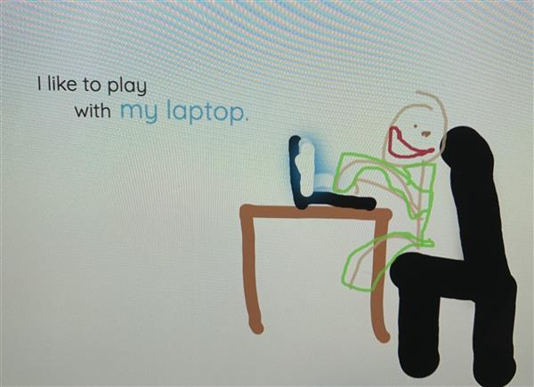 Illustration of student working on his computer.